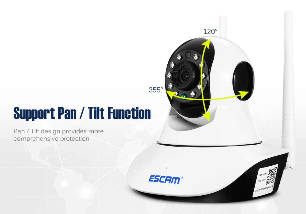 ESCAM 720P P2P WiFi IP Camera Night Vision / Pan Tilt Function