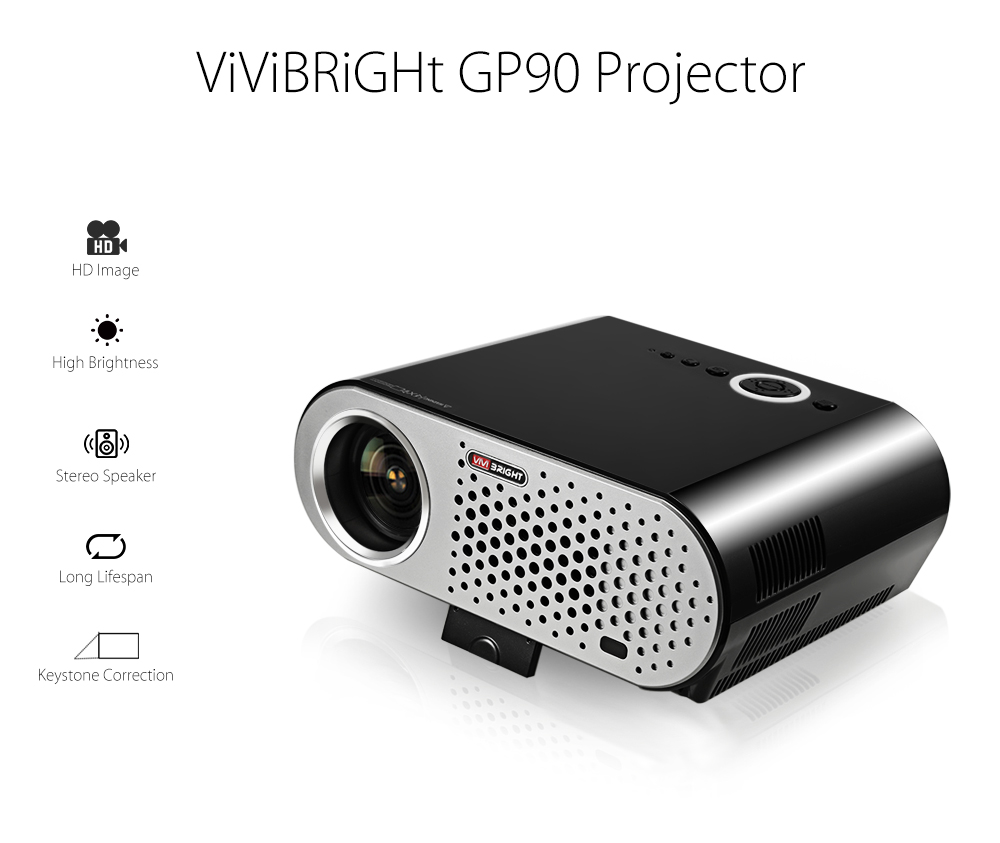 ViViBRiGHt GP90 Video Projector Home Theater 3200 Lumens 1280 x 800 Support 1080P
