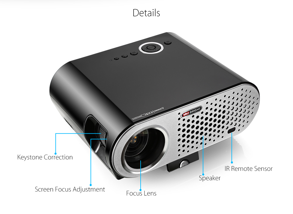 ViViBRiGHt GP90 Video Projector Home Theater 3200 Lumens 1280 x 800 Support 1080P