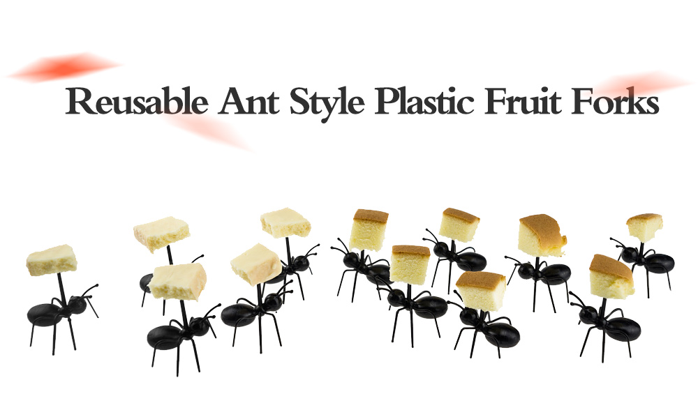 12pcs Reusable Ant Style Plastic Safety Fruit Forks for Cake Salad