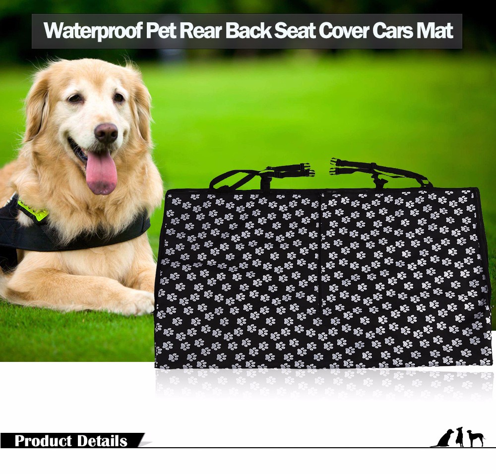 Collapsible Waterproof Footprint Pattern Oxford Fabric Pet Protector Rear Back Seat Cover Cars Mat