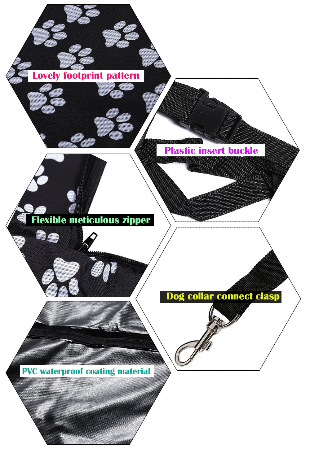 Collapsible Waterproof Footprint Pattern Oxford Fabric Pet Protector Rear Back Seat Cover Cars Mat