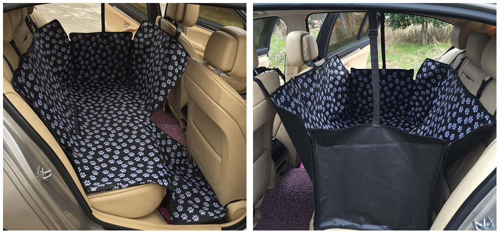 Collapsible Waterproof Footprint Pattern Oxford Fabric Pet Protector Rear Back Seat Cover Cars Mat