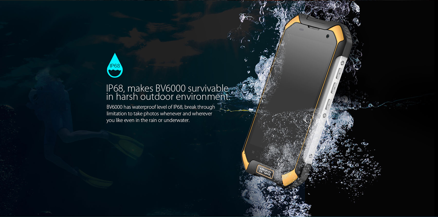 Blackview BV6000 4.7 inch 4G Smartphone Android 7.0 MTK6755 64bit Octa Core 2.0GHz 3GB RAM 32GB ROM 5MP + 13MP Cameras  IP68 Waterproof Corning Gorilla Glass 3 NFC