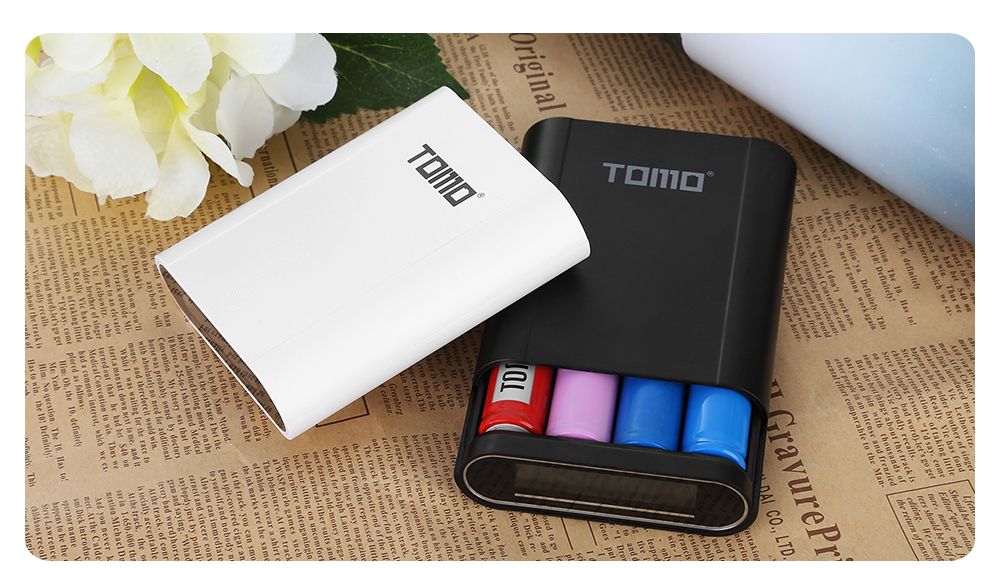 TOMO S4 DIY Smart Power Bank 4 x 18650 Li-ion Battery Type-C Micro USB 8 Pin Input Dual Output Charger