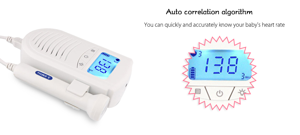 100S6 II Pregnant Women Back Light Fetal Heart Monitor with LCD Digital Screen