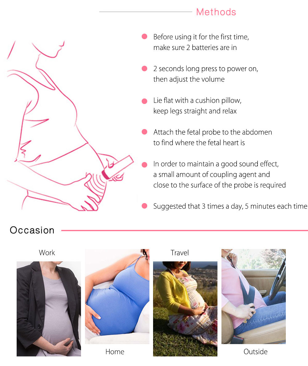 100S6 II Pregnant Women Back Light Fetal Heart Monitor with LCD Digital Screen