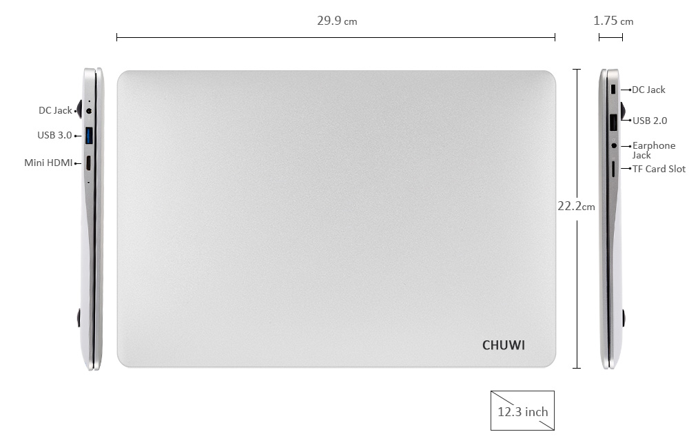 CHUWI LapBook 12.3 Windows 10 Home Intel Celeron Processor N3450 Quad Core 1.1GHz 6GB RAM 64GB eMMC Dual WiFi Bluetooth 4.0