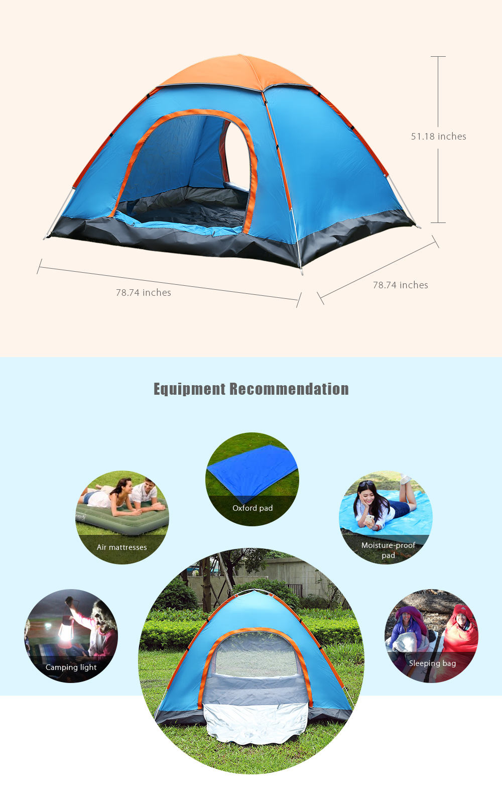 SHENGYUAN Outdoor Water Resistant Automatic Instant Setup Two Doors 3 - 4 Person Camping Tent with Canopy SHENGYUAN Outdoor Water Resistant Automatic Instant Setup Two Doors 3 - 4 Person Camping Tent with Canopy