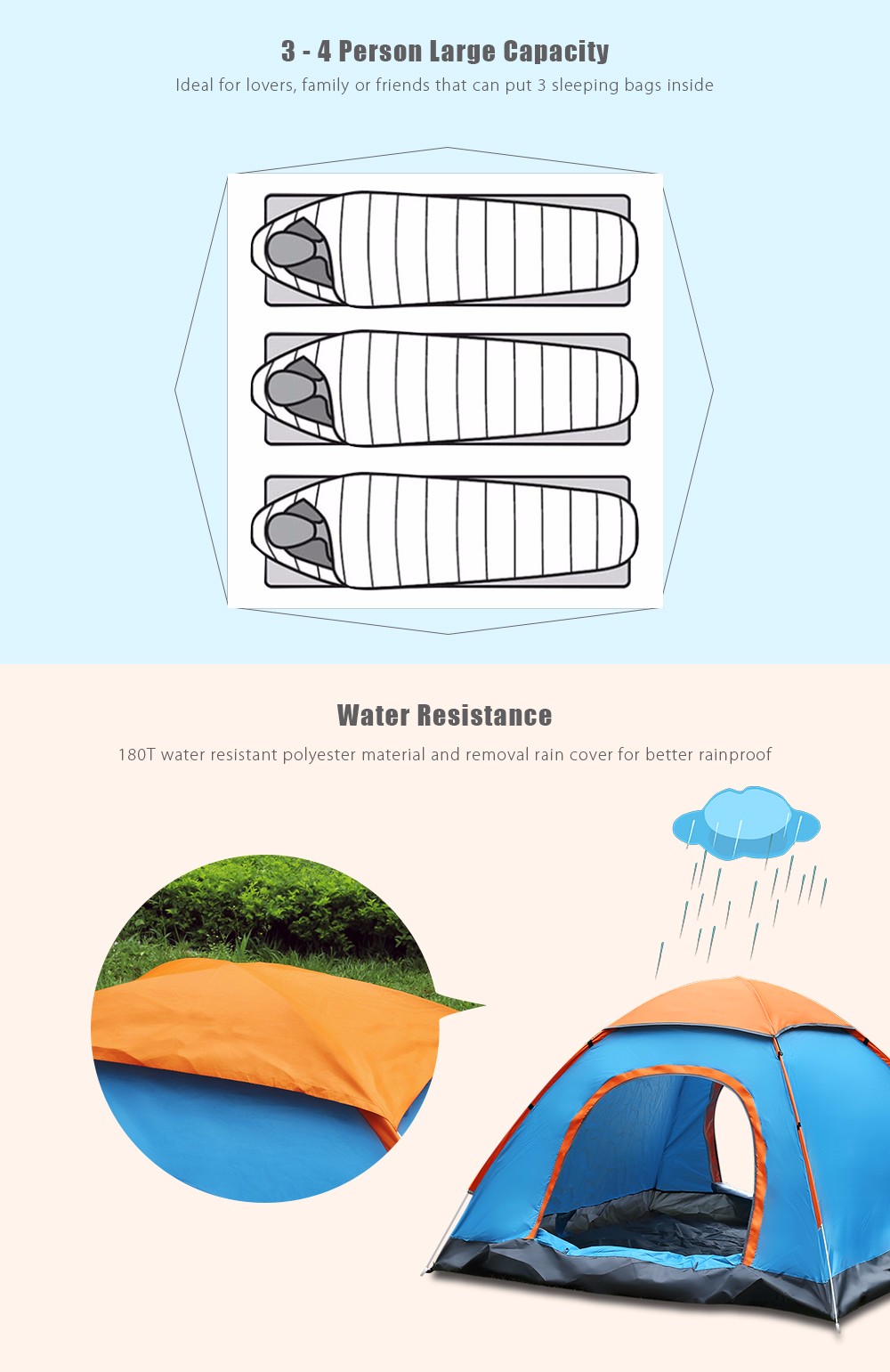 SHENGYUAN Outdoor Water Resistant Automatic Instant Setup Two Doors 3 - 4 Person Camping Tent with Canopy SHENGYUAN Outdoor Water Resistant Automatic Instant Setup Two Doors 3 - 4 Person Camping Tent with Canopy