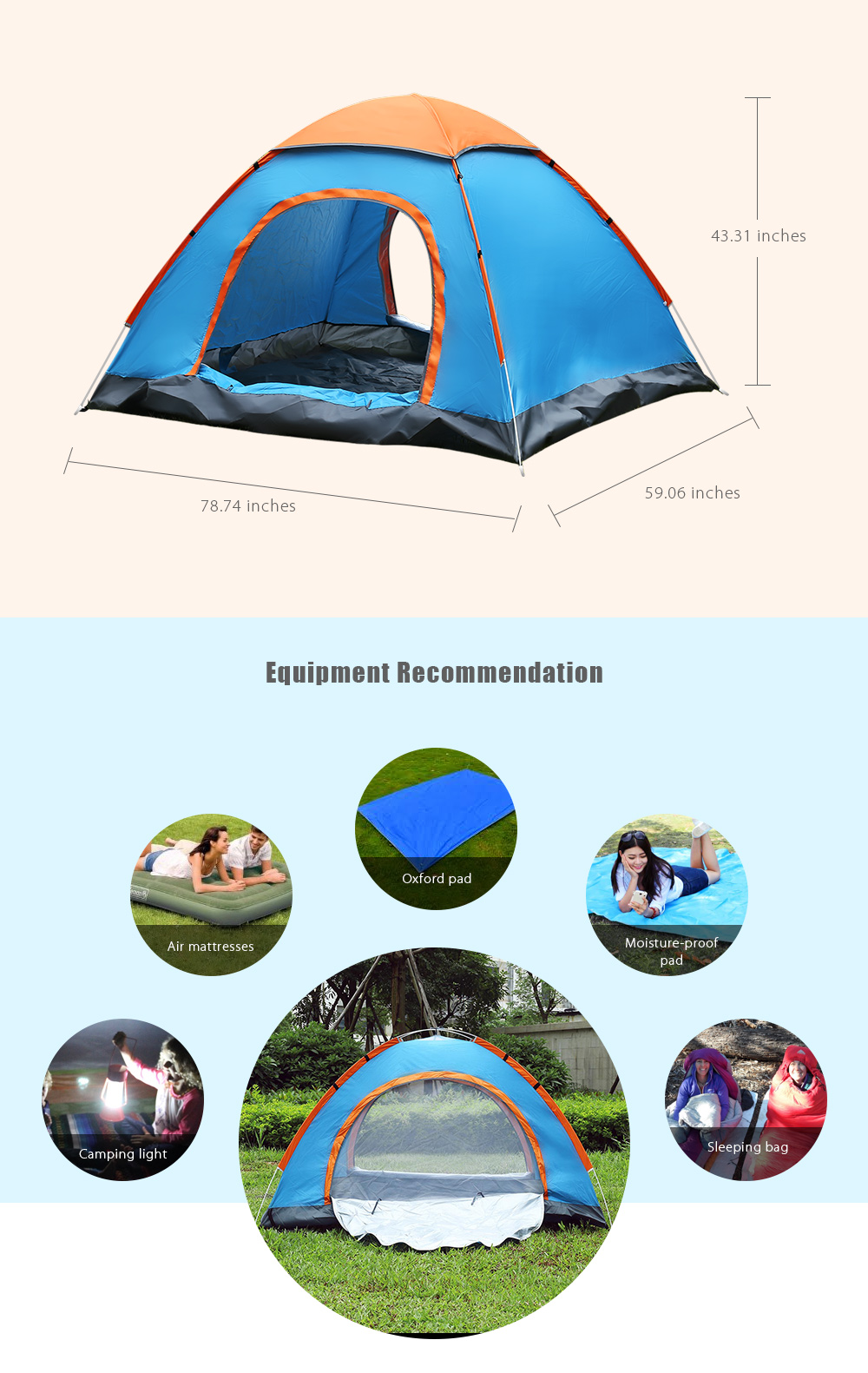SHENGYUAN Outdoor Water Resistant Automatic Instant Setup Two Doors 2 Person Camping Tent with Rain Cover SHENGYUAN Outdoor Water Resistant Automatic Instant Setup Two Doors 2 Person Camping Tent with Rain Cover