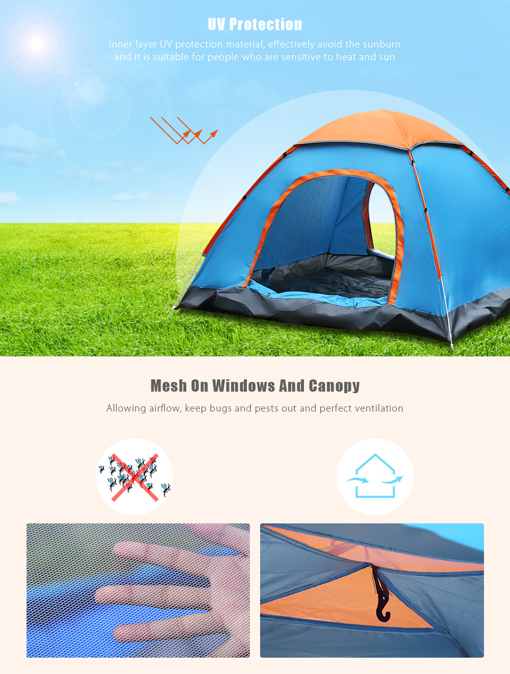 SHENGYUAN Outdoor Water Resistant Automatic Instant Setup Two Doors 2 Person Camping Tent with Rain Cover SHENGYUAN Outdoor Water Resistant Automatic Instant Setup Two Doors 2 Person Camping Tent with Rain Cover