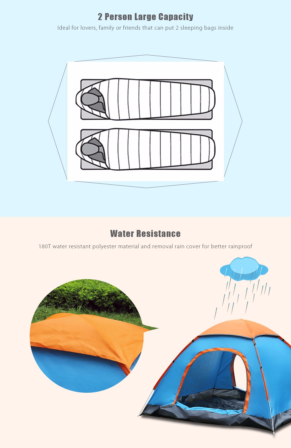 SHENGYUAN Outdoor Water Resistant Automatic Instant Setup Two Doors 2 Person Camping Tent with Rain Cover SHENGYUAN Outdoor Water Resistant Automatic Instant Setup Two Doors 2 Person Camping Tent with Rain Cover