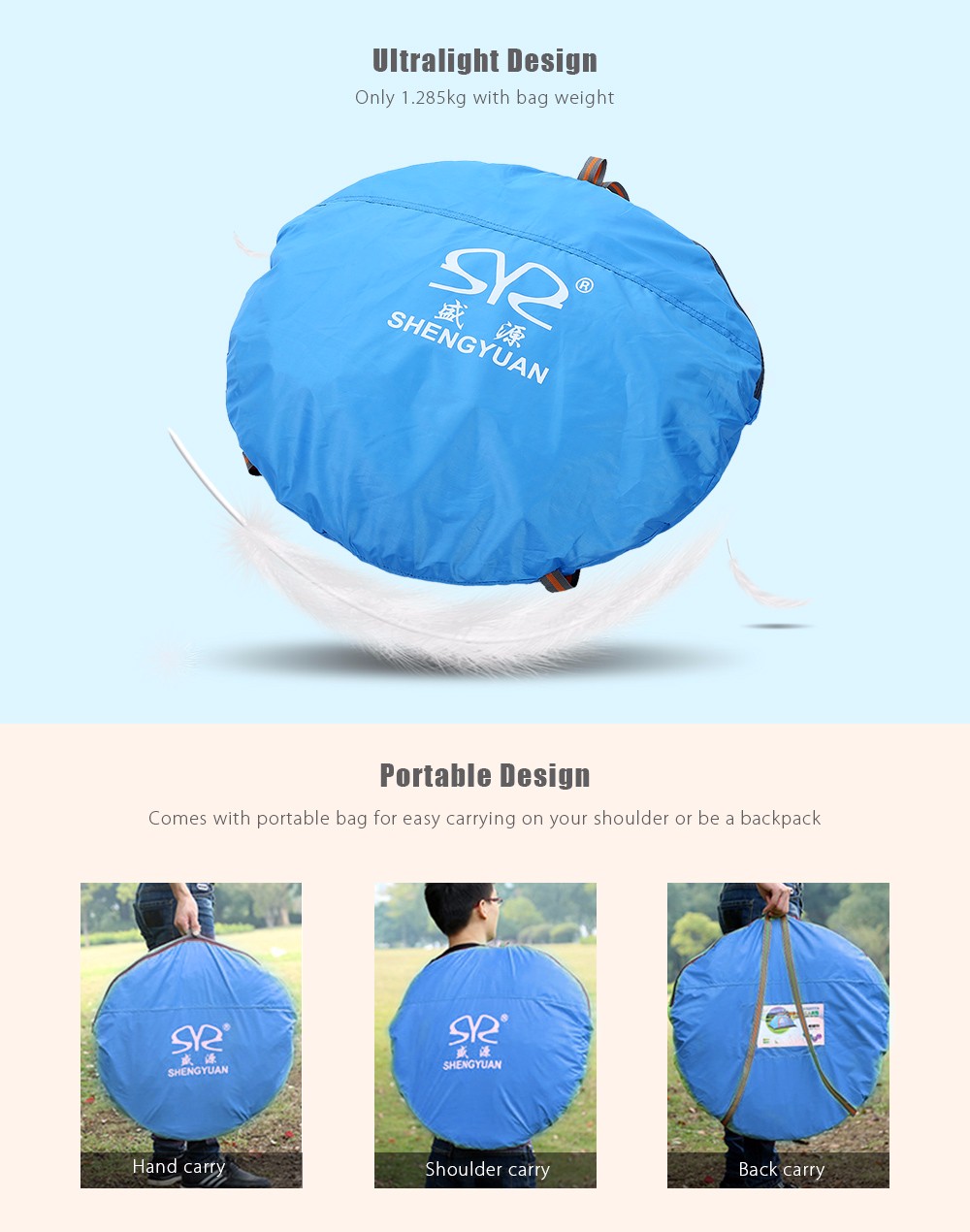 SHENGYUAN Outdoor Water Resistant Automatic Instant Setup Two Doors 2 Person Camping Tent with Rain Cover SHENGYUAN Outdoor Water Resistant Automatic Instant Setup Two Doors 2 Person Camping Tent with Rain Cover