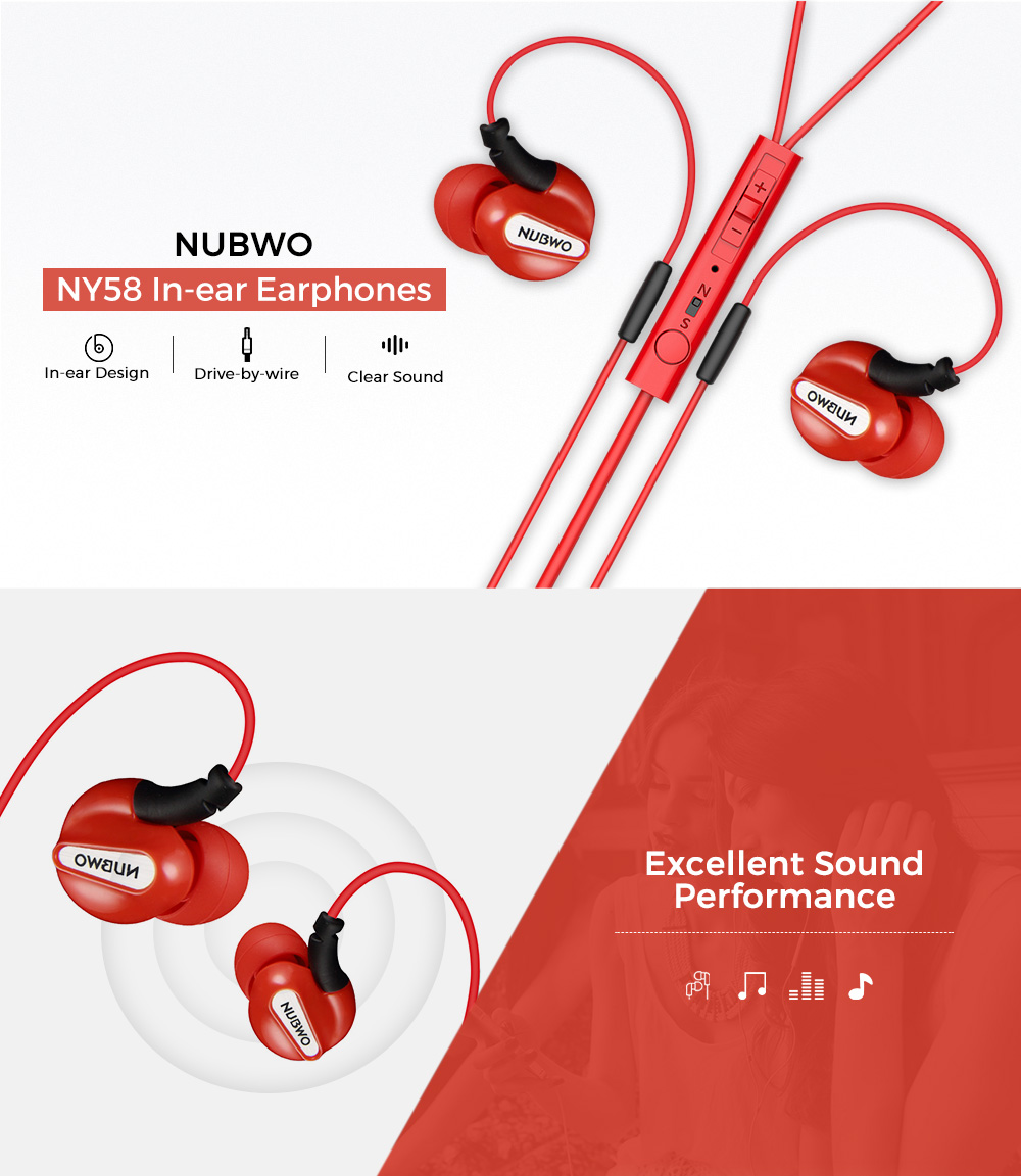 NUBWO NY58 3.5MM Stereo Wired In-ear Earphones NUBWO NY58 3.5MM Stereo Wired In-ear Earphones