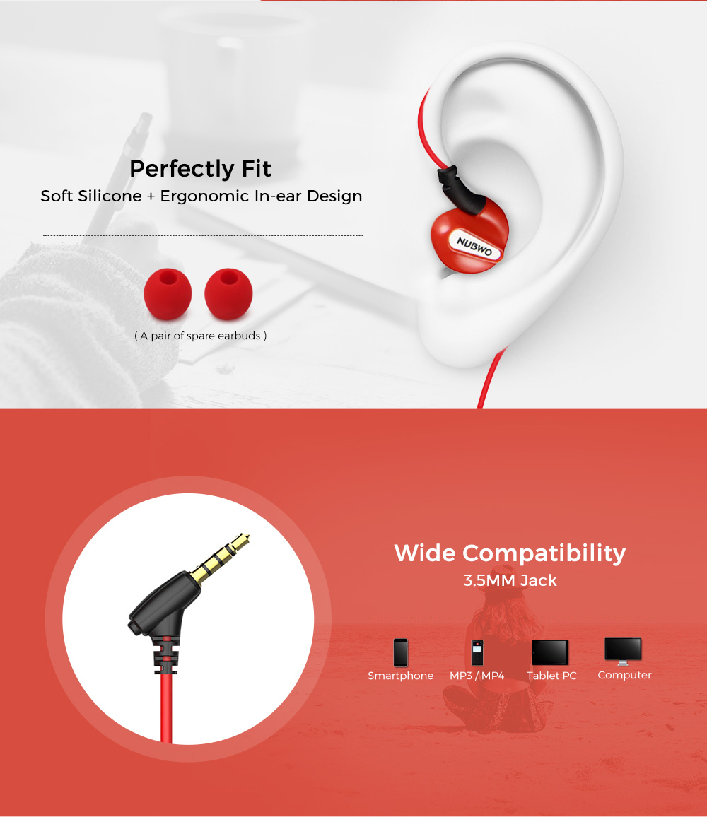 NUBWO NY58 3.5MM Stereo Wired In-ear Earphones NUBWO NY58 3.5MM Stereo Wired In-ear Earphones