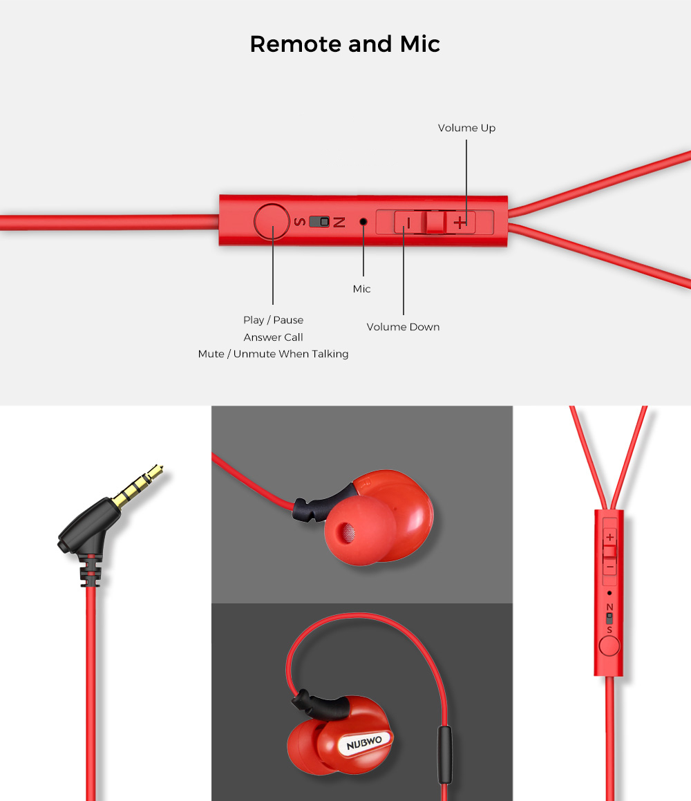 NUBWO NY58 3.5MM Stereo Wired In-ear Earphones NUBWO NY58 3.5MM Stereo Wired In-ear Earphones