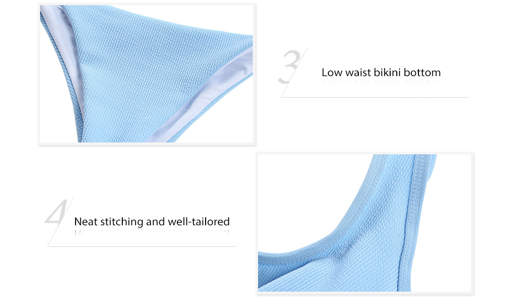 Sexy Spaghetti Strap Backless Pad Low Waist Tie Bikini Set for Women