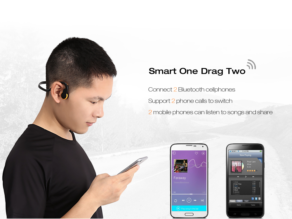 Signet BT - BK Bluetooth 4.1 Open-ear Bone Conduction Headphones Noise Canceling Headband with Microphone