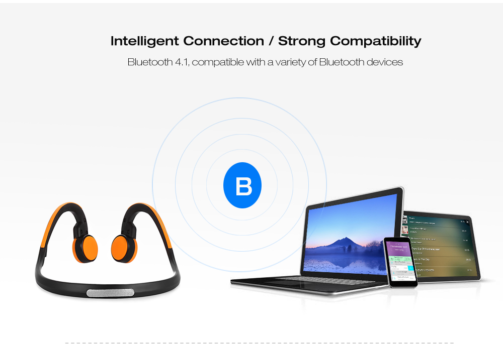 Signet BT - BK Bluetooth 4.1 Open-ear Bone Conduction Headphones Noise Canceling Headband with Microphone