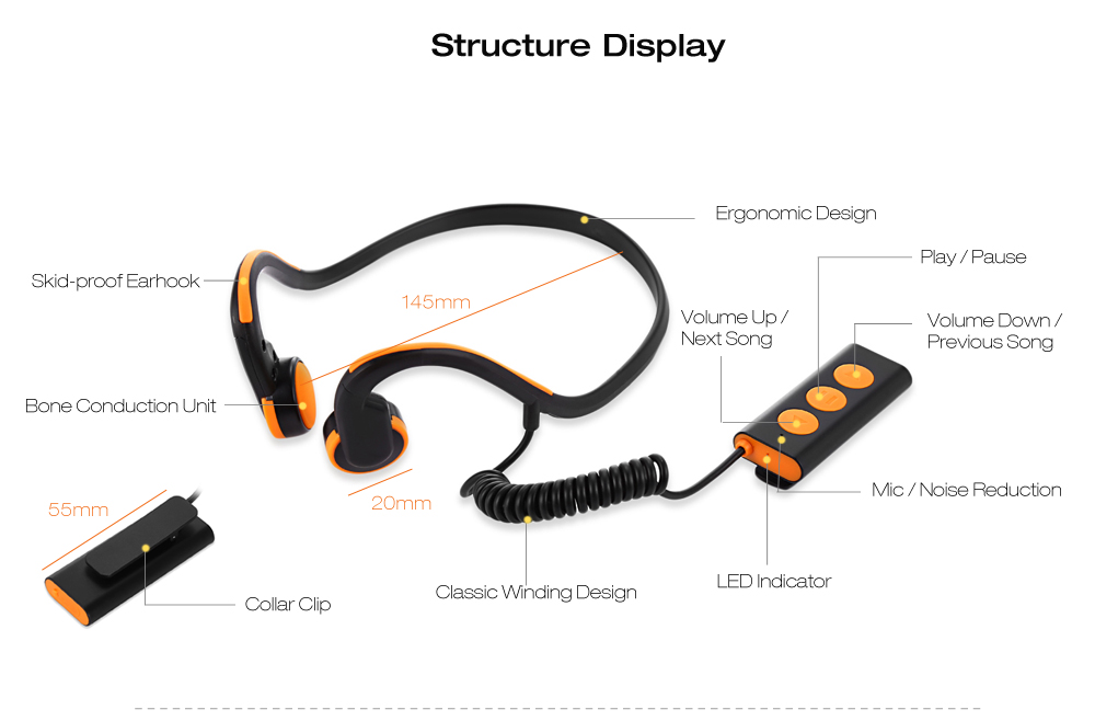 Signet BT - BK Bluetooth 4.1 Open-ear Bone Conduction Headphones Noise Canceling Headband with Microphone