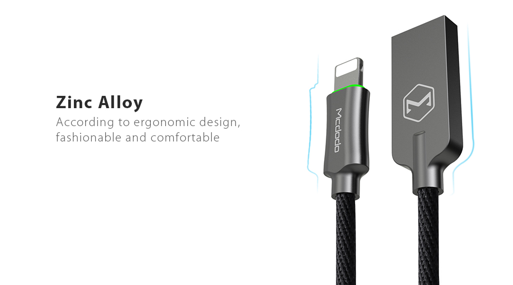 MCDODO CA - 390 Knight Series 8 Pin 2.4A Fast Charging Auto Disconnection Data Sync Cable with Flashlight 1.8M