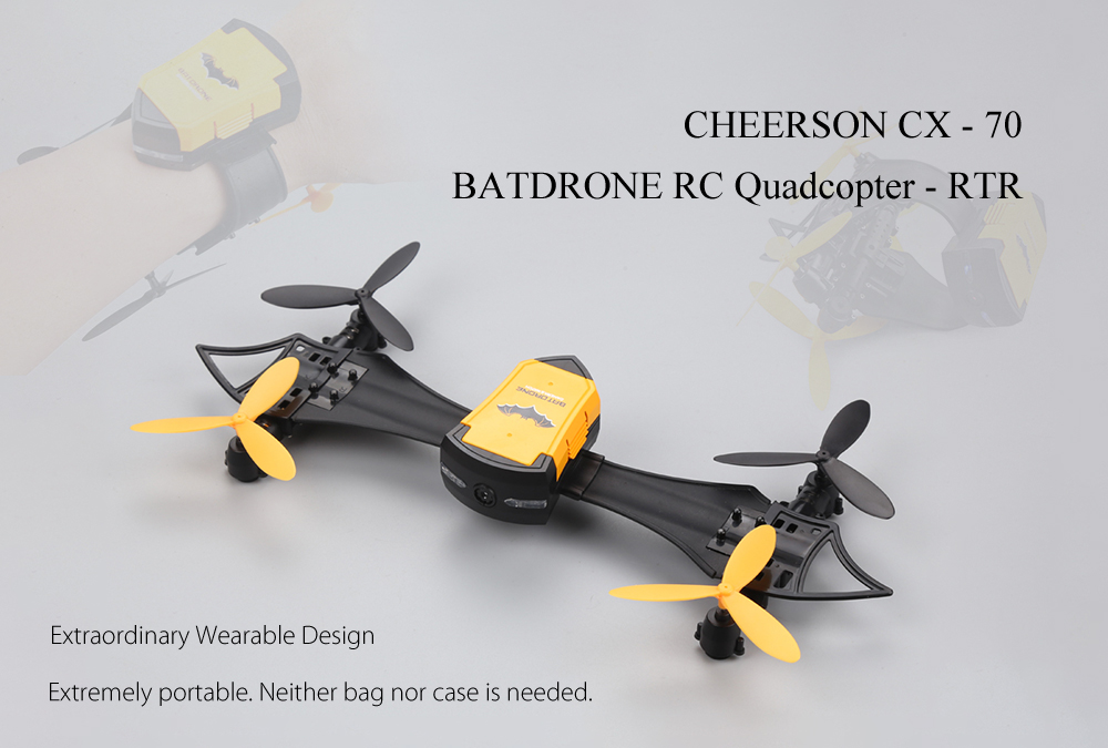 CHEERSON CX - 70 BATDRONE RC Quadcopter RTF Wearable Wrist Watch Design / WiFi FPV 0.3MP Camera / Altitude Hold