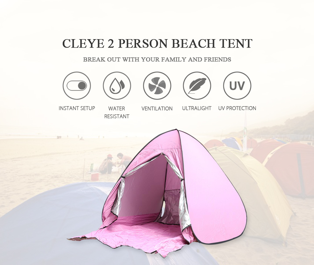 CLEYE Outdoor Water Resistant Automatic Instant Setup 2 Person Beach Tent with Door Curtain CLEYE Outdoor Water Resistant Automatic Instant Setup 2 Person Beach Tent with Door Curtain