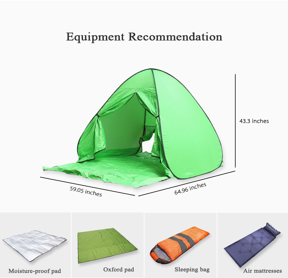 CLEYE Outdoor Water Resistant Automatic Instant Setup 2 Person Beach Tent with Door Curtain CLEYE Outdoor Water Resistant Automatic Instant Setup 2 Person Beach Tent with Door Curtain