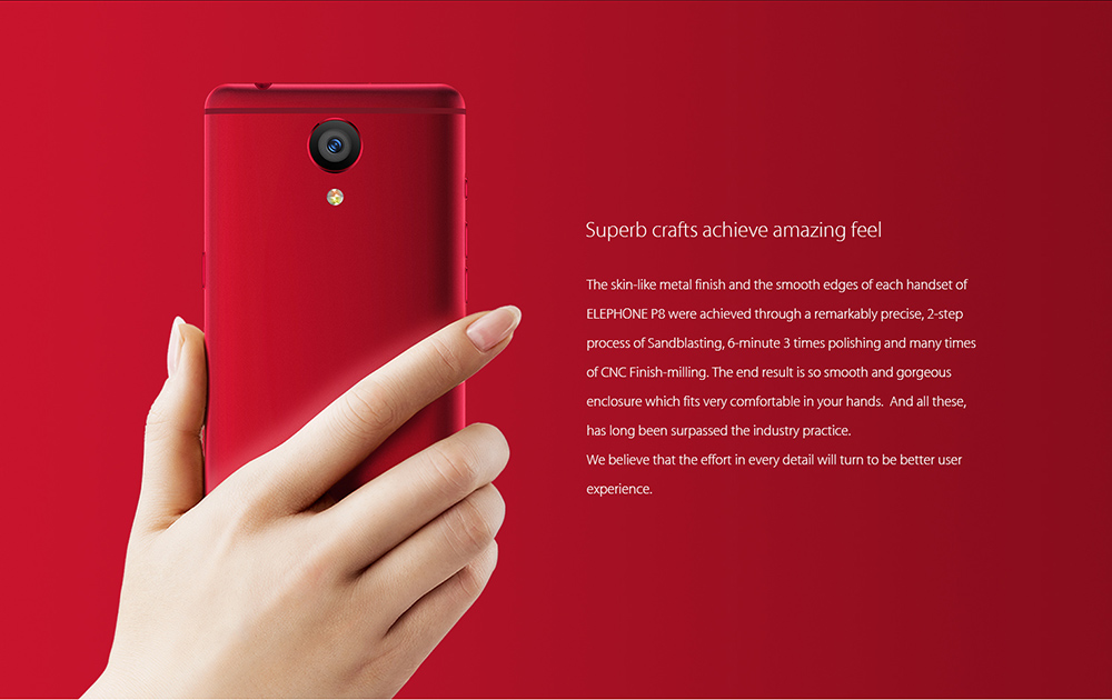 Elephone P8 4G Phablet 5.5 inch Android 7.0 Helio P25 2.5GHz Octa Core 6GB RAM 64GB ROM 21.0MP Rear Camera Fingerprint Sensor Dual Band WiFi
