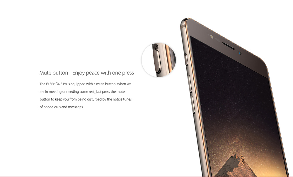 Elephone P8 4G Phablet 5.5 inch Android 7.0 Helio P25 2.5GHz Octa Core 6GB RAM 64GB ROM 21.0MP Rear Camera Fingerprint Sensor Dual Band WiFi