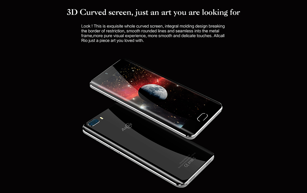 Allcall Rio 3G Smartphone 5.0 inch Android 7.0 MTK6580A Quad Core 1.3GHz 1GB RAM 16GB ROM GPS 3D Curved Glass Screen Dual Rear Cameras