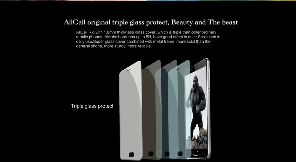 Allcall Rio 3G Smartphone 5.0 inch Android 7.0 MTK6580A Quad Core 1.3GHz 1GB RAM 16GB ROM GPS 3D Curved Glass Screen Dual Rear Cameras