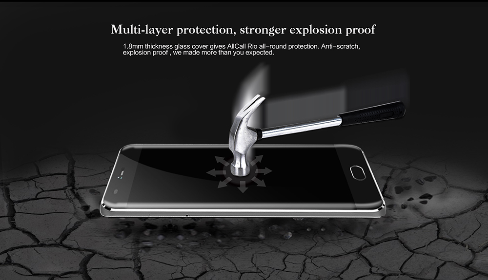 Allcall Rio 3G Smartphone 5.0 inch Android 7.0 MTK6580A Quad Core 1.3GHz 1GB RAM 16GB ROM GPS 3D Curved Glass Screen Dual Rear Cameras