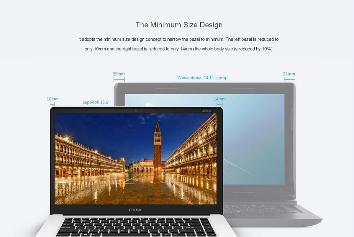 CHUWI LapBook 15.6 inch Windows 10 FHD Screen Notebook Intel Cherry Trail Z8350 Quad Core 1.44GHz 4GB RAM 64GB ROM 10000mAh Battery HDMI WiFi