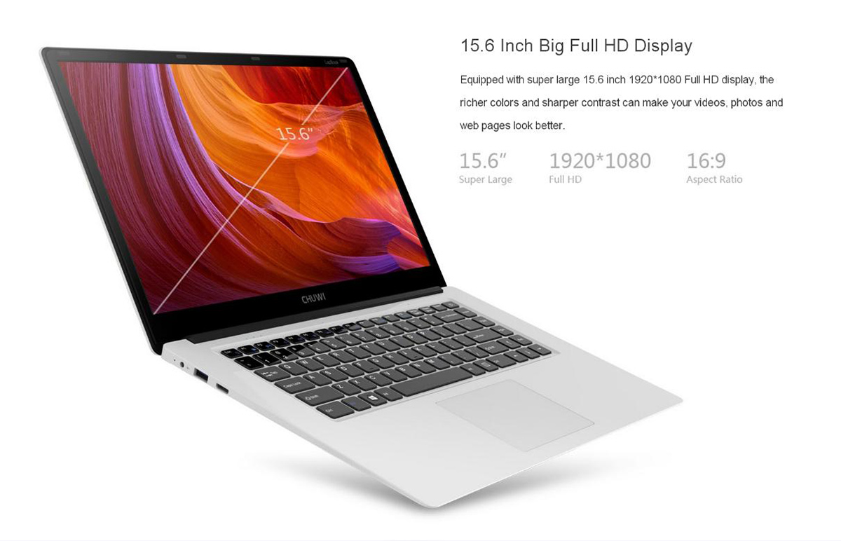CHUWI LapBook 15.6 inch Windows 10 FHD Screen Notebook Intel Cherry Trail Z8350 Quad Core 1.44GHz 4GB RAM 64GB ROM 10000mAh Battery HDMI WiFi