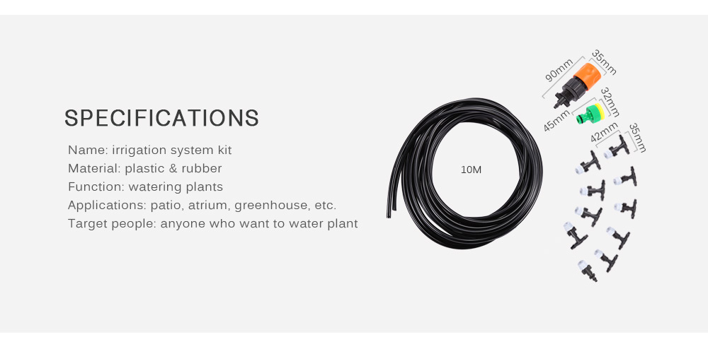 Fog Nozzles Irrigation System Misting Watering with 10M Garden Hose Spray Head