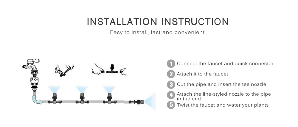 Fog Nozzles Irrigation System Misting Watering with 10M Garden Hose Spray Head Fog Nozzles Irrigation System Misting Watering with 10M Garden Hose Spray Head