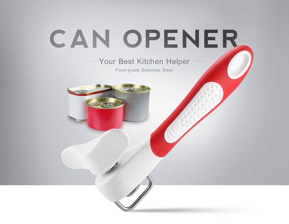 Stainless Steel Manual Can Opener with Soft Grip Handle Stainless Steel Manual Can Opener with Soft Grip Handle