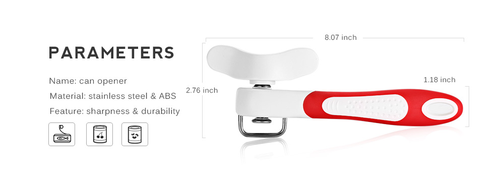 Stainless Steel Manual Can Opener with Soft Grip Handle Stainless Steel Manual Can Opener with Soft Grip Handle