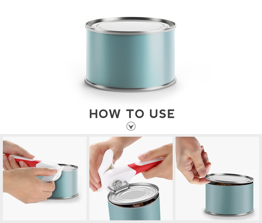 Stainless Steel Manual Can Opener with Soft Grip Handle Stainless Steel Manual Can Opener with Soft Grip Handle