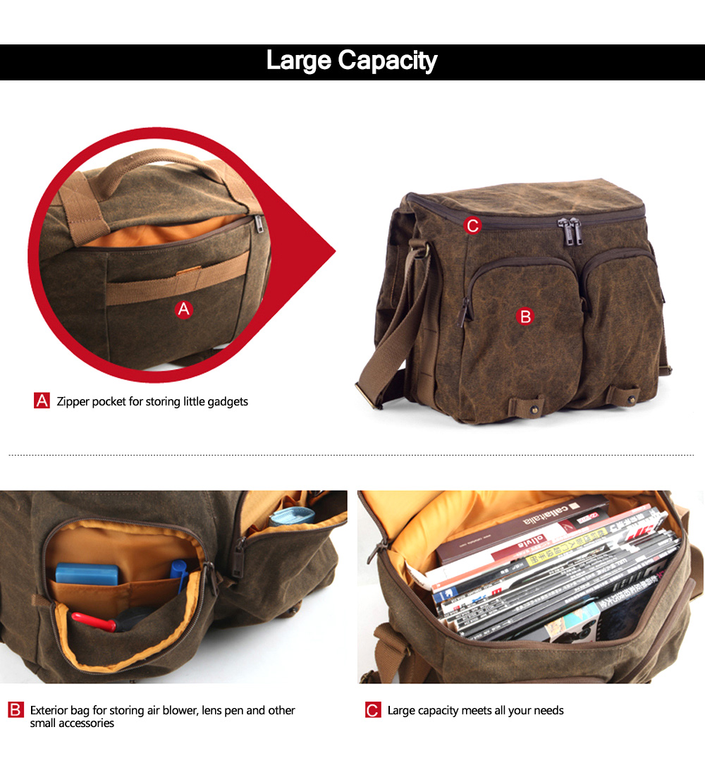 EIRMAI SS05 Compact Water-resistant Canvas Camera Bag with Rain Cover for DSLR Lens Accessory EIRMAI SS05 Compact Water-resistant Canvas Camera Bag with Rain Cover for DSLR Lens Accessory