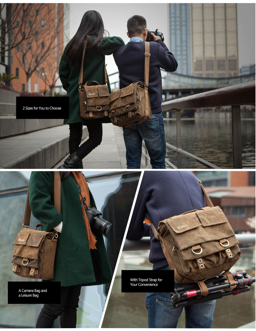 EIRMAI SS05 Compact Water-resistant Canvas Camera Bag with Rain Cover for DSLR Lens Accessory EIRMAI SS05 Compact Water-resistant Canvas Camera Bag with Rain Cover for DSLR Lens Accessory