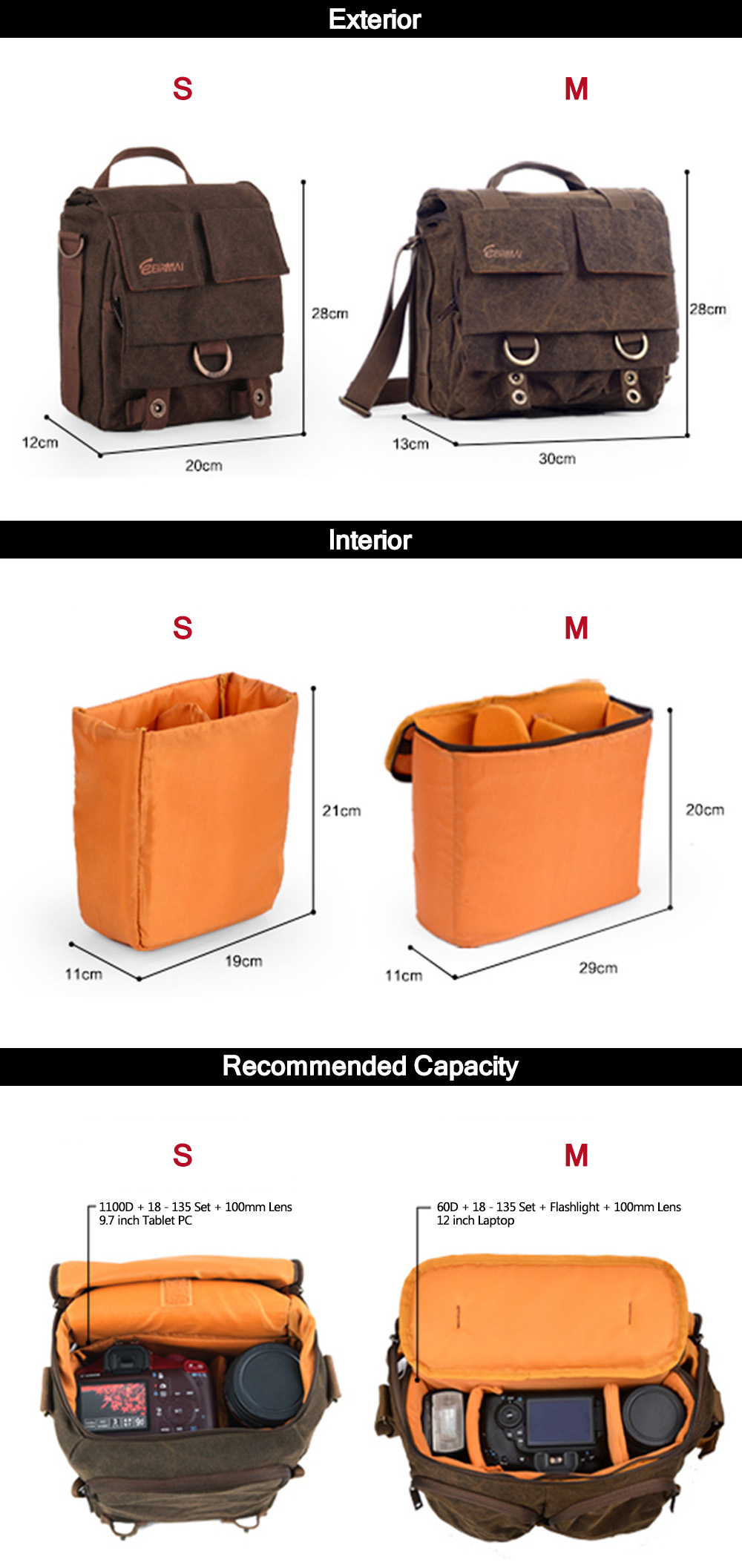 EIRMAI SS05 Compact Water-resistant Canvas Camera Bag with Rain Cover for DSLR Lens Accessory EIRMAI SS05 Compact Water-resistant Canvas Camera Bag with Rain Cover for DSLR Lens Accessory