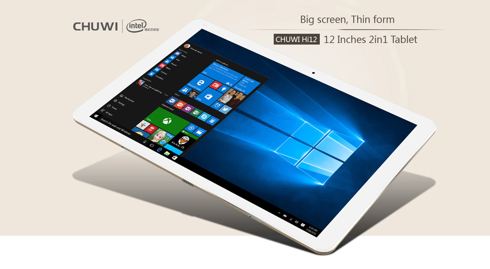 Chuwi Hi12 12.0 inch Tablet PC Windows 10 + Android 5.1 Intel Cherry Trail Z8350 64bit Quad Core 1.44GHz 2160 x 1440 IPS Screen 4GB RAM 64GB ROM Bluetooth 4.0