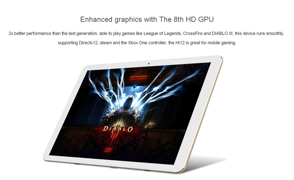 Chuwi Hi12 12.0 inch Tablet PC Windows 10 + Android 5.1 Intel Cherry Trail Z8350 64bit Quad Core 1.44GHz 2160 x 1440 IPS Screen 4GB RAM 64GB ROM Bluetooth 4.0