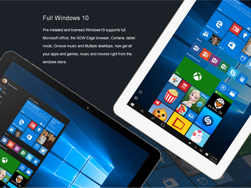 Chuwi Hi12 12.0 inch Tablet PC Windows 10 + Android 5.1 Intel Cherry Trail Z8350 64bit Quad Core 1.44GHz 2160 x 1440 IPS Screen 4GB RAM 64GB ROM Bluetooth 4.0