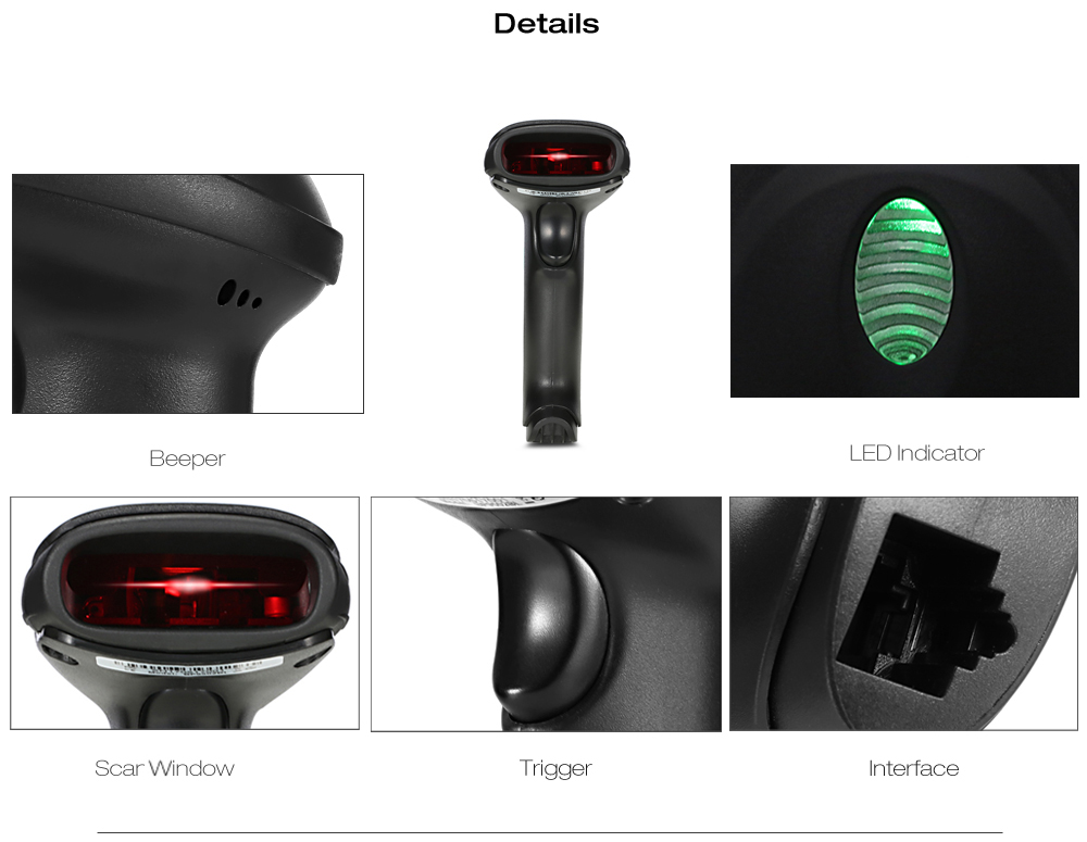 ZADSCAN BP9502BL Wireless 1D Barcode Scanner Handheld Bluetooth 2.1