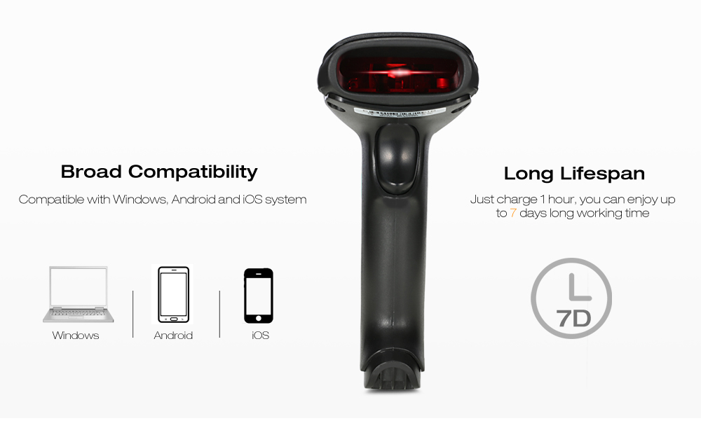 ZADSCAN BP9502BL Wireless 1D Barcode Scanner Handheld Bluetooth 2.1