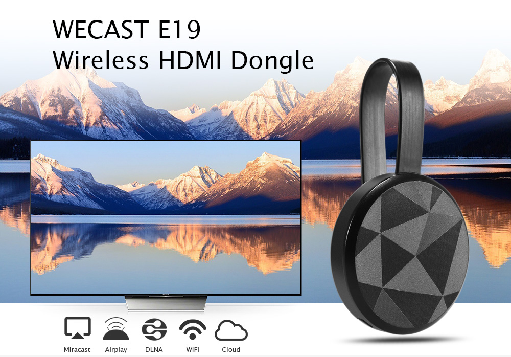 WECAST E19 Wireless HDMI Dongle Media TV Stick Display Receiver Support Miracast Airplay DLNA WECAST E19 Wireless HDMI Dongle Media TV Stick Display Receiver Support Miracast Airplay DLNA